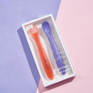 babycare兒童硅膠軟勺寶寶碗勺餐具軟頭勺嬰兒勺子長(cháng)柄彎頭勺吃飯勺子 新生兒喂養勺+刮果泥勺