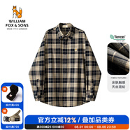 William fox&sons新復(fù)古回潮男裝復(fù)古色紡提花格紋面料狐貍刺繡寬松休閑長袖襯衫男 藏藍(lán)格 XL /52【復(fù)古色紡提花格紋面料】