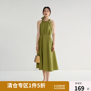 獨束微胖MM大碼女裝法式氣質(zhì)感高腰顯瘦A擺掛脖吊帶連衣裙 綠野仙蹤連衣裙 M (尺碼：1) 拍前和客服確認尺碼