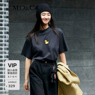 MO&Co.冬季卡通刺繡小黃鴨高領(lǐng)T恤 摩安珂萌寵部落moco 古堡灰色 XS