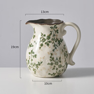 妙普樂(lè )高檔歐式花瓶擺件美式鄉村冰裂奶壺陶瓷花瓶田園風(fēng)水養插花擺件裝 繁花壺(20A-大號)可水培 中等
