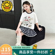 G.DUCKKIDS童裝女童套裝夏季2024新款中大童女孩夏裝扎染純棉短袖T恤半身裙 藏青色R53款 140 建議身高130-140cm年齡9-10歲