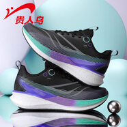 貴人鳥(niǎo)女鞋跑步鞋春季夏季新款透氣網(wǎng)面軟底減震跑鞋情侶百搭休閑運動(dòng)鞋 黑/藍紫 35