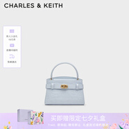 CHARLES&KEITH鱷魚紋凱莉包手提斜挎婚包包女包生日禮物七夕禮物CK2-50270880-1 Sea Salt Blue海鹽藍(lán) S