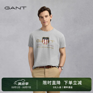 GANT/甘特【100%棉】男女情侶款學(xué)院風(fēng)美式休閑圓領(lǐng)短袖重磅T恤 93煙灰色 L