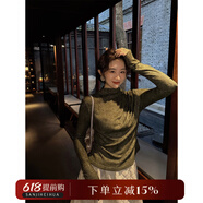 三吉黑花【天鵝頸】秋冬內搭針織壓褶打底紅人衣櫥 苔綠  苔綠  M