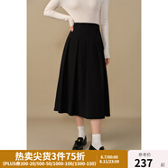 獨(dú)束大碼女裝壓褶半身裙2024冬季新款垂墜質(zhì)感顯瘦中長(zhǎng)裙女 赫本黑 3XL (尺碼：5)