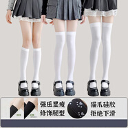 帕蘭朵白色大腿襪加長(cháng)長(cháng)筒過(guò)膝jk天鵝絨襪子小腿襪硅膠防滑白絲襪女純欲 白色3條裝小腿襪+過(guò)膝襪+大腿襪 均碼 秒變漫畫(huà)腿硅膠防滑款