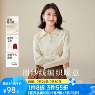 歐莎（OSA）減齡娃娃領(lǐng)套頭針織衫女士初春2025年新款顯瘦外搭上衣 淺杏色 2XL