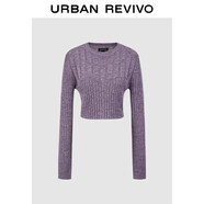 UR2025秋季新款女裝肌理感超短款修身長(cháng)袖針織衫UWJ950049