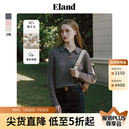 ELAND衣戀小奶羔毛衣女POLO領(lǐng)短款絞花含綿羊毛2024早春新款 中灰色(18)M/Grey M 165