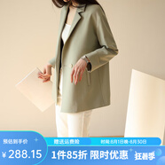 嘉茱莉西裝外套女春秋韓版英倫風(fēng)網(wǎng)紅休閑設(shè)計(jì)感小西服女短款小個(gè)子上衣 薄荷綠 S