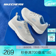斯凱奇（Skechers）春夏男女同款輕便休閑運(yùn)動(dòng)鞋透氣網(wǎng)面舒適緩震跑步鞋 女款-灰色/藍(lán)色/GYBL 37