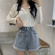 清池影（QINGCHIYING）灰色長(cháng)袖t恤女春秋裝2025年新款韓貨學(xué)生寬松顯瘦打底衫內搭上衣 白色【好質(zhì)量】 S 建議65-90斤