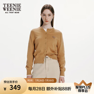 Teenie Weenie小熊女裝簡約時尚秋冬短款圓領(lǐng)針織衫長袖空調(diào)衫外套開衫罩衫 卡其色 XS (155)