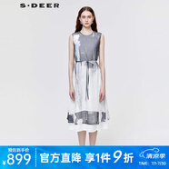 sdeer圣迪奧2022女裝優(yōu)雅暈染顯瘦收腰無袖連衣裙小個子可穿休閑通勤純欲 白色/90 L/170