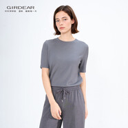 哥弟（GIRDEAR）女裝爆款夏新款上衣黑色氣質(zhì)顯瘦百搭透氣短袖T恤138101 灰色 L (4碼)