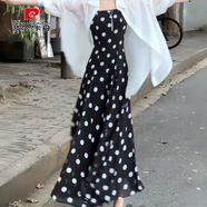 皮爾卡丹初夏海邊度假連衣裙女夏季新款冰絲防曬襯衫吊帶裙兩件套裝長(zhǎng)裙子 波點(diǎn)吊帶裙 2XL 135-150