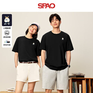 SPAO韓國同款2025年夏季新款小熊短袖t恤男款透氣五分袖SPDX25SD01LD 黑#SP象牙熊 L