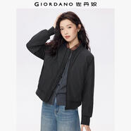 佐丹奴棒球服女秋冬新款純色棒球領(lǐng)棉衣外套飛行員夾克女13375850 09標(biāo)志黑 S