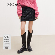 MO&Co.【蛋白皮】黑色高腰短裙半身裙皮裙色復(fù)古包臀裙女 黑色 S 160