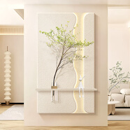 見(jiàn)造奶油風(fēng)入戶玄關(guān)裝飾畫(huà)入戶正對(duì)門壁畫(huà)走廊過(guò)道掛畫(huà)背景墻盡頭造景 C款-生機(jī)勃勃 70x120(玄關(guān)尺寸/適合0.9-1.0m墻寬) 【插電款】暖光220V插電+手機(jī)遙控 玻璃杯+置物木板【不含綠植和