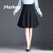 Markos印花媽媽半身裙春秋冬2025新款a字碎花短裙女百搭傘裙小個子冬裙 黑色(春秋款) M 腰圍2尺