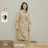 茵曼【商場同款】法式不規(guī)則收腰連衣裙2025秋季女裝新款通勤裙子 卡其色 S