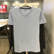 班尼路（Baleno）班尼路T恤男裝青年時(shí)尚純色短袖修身圓領(lǐng)T恤潮88802215 V領(lǐng)淺蘭B40 L 175_