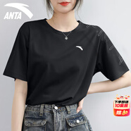 安踏短袖t恤女2025夏季新款冰絲透氣速干健身瑜伽跑步運動上衣休閑T恤 【透氣速干】基礎黑-6 XS 女155（建議80-90斤）