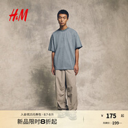 H&M男裝T恤2025年夏季新款標(biāo)準(zhǔn)版型水洗T恤1288881 綠松石色 L 175/108