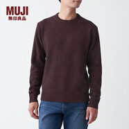 無(wú)印良品 MUJI 男式 美利奴羊毛 中針距 圓領(lǐng)毛衣 AAD05A0A 長(zhǎng)袖針織衫 暗紅色 XS