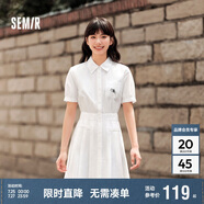 森馬（Semir）連衣裙女翻領(lǐng)長裙文藝溫柔系夏季收腰百褶襯衫裙109324114009