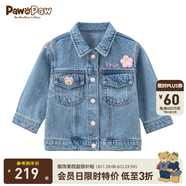 PawinPaw卡通小熊童裝春季女寶花朵裝飾可愛童趣牛仔外套 Indigo牛仔藍(lán)色/55 90
