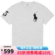 Polo Ralph Lauren拉夫勞倫男裝 新款純棉圓領(lǐng)圖案3號(hào)大馬標(biāo)短袖T恤 040 GREY HTR 灰色 S 美碼偏大，建議選小一碼