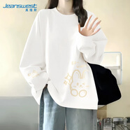 真維斯（JEANSWEST）黑色長袖t恤女春秋2025新款設計感純棉內(nèi)搭打底衫大碼休閑上衣