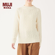 無印良品 MUJI 女式 阿蘭圖案 高領(lǐng)毛衣 長(zhǎng)袖針織衫女款冬季W(wǎng)9AA874 米白色 M (160/84A)
