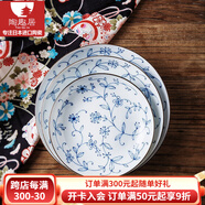 陶趣居日本進(jìn)口陶瓷線(xiàn)唐草日式米飯碗沙拉碗拉面碗湯碗家用餐具缽碗釉下 12*2.5cm 中圓碟4.7英寸