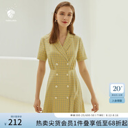 范思藍恩正式氣質(zhì)通勤連衣裙女夏季收腰顯瘦面試西裝裙 草黃綠 L