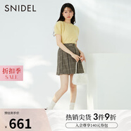 SNIDEL秋冬金屬扣裝飾百搭高腰休閑A字毛呢百褶短裙SWFS234227 格紋 S (0)