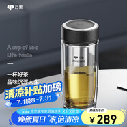 萬(wàn)象（WANXIANG）玻璃杯商務(wù)辦公水杯V17L禮盒裝送禮360ML雙層圓弧杯體帶濾網(wǎng)水杯