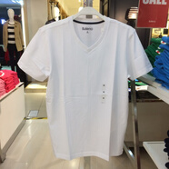 班尼路男裝經(jīng)典款V領(lǐng)t恤百搭純色純棉V領(lǐng)短袖T恤青少年 白色01W M 170