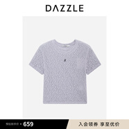 DAZZLE 地素小上衣夏季淺紫色蕾絲短袖上衣 淺紫色 XS