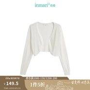 茵曼（INMAN）【商場(chǎng)同款】全棉長(cháng)袖針織開(kāi)衫2025春秋女裝新款百搭披肩短外套 白色 L