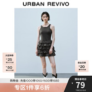 UR2025夏季新款女裝休閑疊層荷葉邊無(wú)袖連衣裙UYY750084 深灰 S
