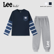 LEE KIDS兒童秋季套裝童裝2025新款春秋裝男童長袖t恤童裝洋氣潮流衛(wèi)褲秋藏藍/純色-灰/LE白左下發(fā)泡K160 /84
