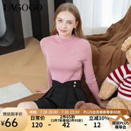 lagogo多巴胺多色修身軟糯針織衫女拉谷谷2024冬新款半高領(lǐng)打底衫 粉紅色(H8) M 160/38
