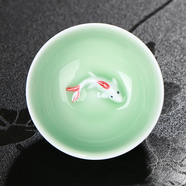 詠幻青瓷茶具套裝蓋碗茶壺魚杯套裝龍泉青瓷彩鯉魚茶具套裝配件 青瓷杯子