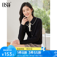 歐莎（OSA）千金小香風(fēng)減齡內(nèi)搭娃娃領(lǐng)針織衫2025秋新款打底衫毛衣女上衣氣質(zhì) 黑色A XS