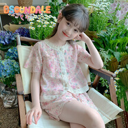 BSOUNDALE國際品牌女童夏裝套裝2025新款洋氣兒童夏季小香風短袖t恤女孩 粉色 150 cm